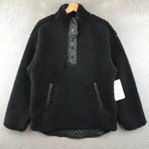 New Athleta Cozy Sherpa Snap Sweatshirt With Quilted Accents M